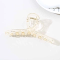 Elegant 13cm amber gold hair claw clip with embedded gold flakes for elegant hairstyles - Glossy Transparent Light Champagne