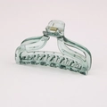 Pince à cheveux extra large vert gris clair avec ressort en métal doré robuste - Style Triangle 9.5CM - Vert Transparent