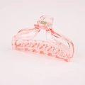 Pince à cheveux en résine rose translucide avec design incurvé élégant et ressort métallique - Rose Transparent (Style Triangle)