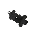 Macro detail of matte black floral hair clip with twin five-petal flower design - Flower Pattern - Black