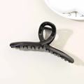 Glossy black 13cm hair claw clip with cross spiral design for bun hairstyles - Glossy Black