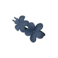 Close-up of a matte dark blue double flower hair claw clip with a secure metal spring - Flower Style - Navy Blue