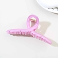 Pink oversized 13cm hair claw clip with cross ribbon design and gold spring - Glossy Violet