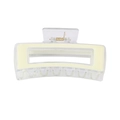 Large minimalist hair claw clip in transparent acrylic with cream yellow color block - Milk White (10.5cm)