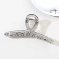 Minimalist 13cm transparent grey large hair claw clip with crossed loop design - Glossy Transparent Light Gray