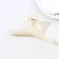 Minimalist cream white resin hair claw clip with 13cm cross design and metal spring - Glossy Transparent Light Yellow / Bulk Packaging