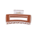 Rectangle hair claw clip in transparent acrylic with dark brown inset and gold spring - Brown (10.5cm)