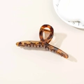 Classic amber tortoiseshell 13cm hair claw clip with crossed design for women - Glossy Transparent Leopard Pattern / Bulk Packaging