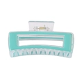 Mint green and transparent rectangular hair claw clip with golden metal spring detail - Lake Blue (10.5cm)