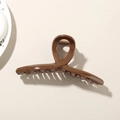 Glossy dark brown 13cm hair claw clip with cross twist design and metallic spring - Glossy Dark Brown