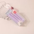 Macro detail of purple nylon hair rollers with pink clips in clear packaging - #8 Purple (boxed/pair)