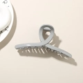 Large 13cm crisscross hair claw clip in matte dark grey for securing thick hair - Glossy Light Gray
