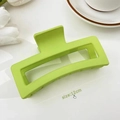 Matte bright green rectangular hair claw clip in 12cm size for thick hair styling - 13cm Rectangular Style / Neon Green