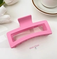Pink matte rectangle hair claw clip for thick hair, size 12cm, Korean style hair accessory - 13cm Rectangular Style / Rose Red