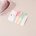 Detailed view of three macaron gradient wavy hair clips on a handmade decorative card - Wave Style (Beige Dark Red And Black)