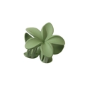 Détail d'une grande pince à cheveux fleur de frangipanier vert mat avec griffes internes - Vert Mat (8cm)