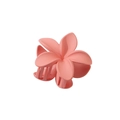 Détail de la pince à cheveux fleur de frangipanier rose mat avec texture givrée - Rose Mat (8cm)