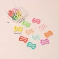 Detailed view showing dimensions of colorful bow hair clips in a transparent storage box - Bowknot Style - Ordinary Color