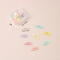 Detailed view of candy colored drop star hair clips in a clear storage box for girls - Water Drop Style - Luminous Color