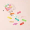 Detailed size view of 10 colorful candy star hair clips in a 6cm clear storage box - Rectangle Style - Ordinary Color