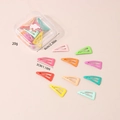 Close-up of colorful macaron star hair clips in a clear storage box with size markings - Triangle Style - Ordinary Color