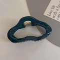 Pinza per capelli in acrilico verde scuro lucido dal design moderno ed elegante - Nuvola 11 Cm - Grigia / Sacchetto OPP Singolo