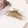 Minimalist translucent brown shark hair clip with heart handle for elegant styling - Individual Packaging / Transparent Black