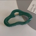 Pinza per capelli verde scuro con design a onde geometriche per acconciature eleganti - Nuvola 11 Cm - Blu Pavone / Sacchetto OPP Singolo