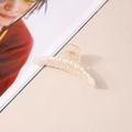 Detail of the pearlescent beads on a semi-transparent resin hair claw clip for women - 9cm Straight Style Creamy White