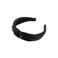 Cerchietto alla moda in pelle PU nera con nodo elegante e finitura lucida per capelli - Nero