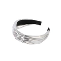 Serre-tête tendance en tissu métallisé argenté avec nœud central et structure large - Argenté