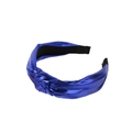 Serre-tête à nœud à la mode en cuir PU bleu métallique brillant avec bandeau large - Bleu Royal
