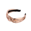 Serre-tête métallique or rose avec design à nœud central et finition brillante - Or champagne
