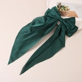 Pince à cheveux élégante en satin vert émeraude avec nœud et longs rubans soyeux - Vert