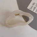 Matte cream white oversized wave hair claw clip in elegant Korean style for women - Cloud Irregular Hollow Style / 11cm / Off White