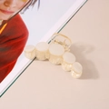 Pinza para el pelo vintage francesa en blanco crema con acabado de resina brillante - Embalaje Independiente (Bolsa OPP) / 10.5cm Estilo Perla de Concha