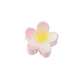 Pince à cheveux fleur de frangipanier dégradé rose et blanc avec centre jaune mat - 4.5CM (Vrac) / Rose Clair