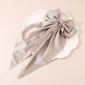 Elegant large satin bow hair clip in silver grey with long silk streamers - Gray