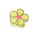 Cute yellow flower hair claw clip with pink center and hand-painted doodle style finish - Flower Pattern - Yellow