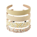 Set of 4 yellow floral and plaid fabric headbands for women with a fresh Korean style look - Yellow Series 4-Piece Set