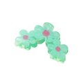 Pale green floral hair claw clip with pink accents and translucent plastic finish - Bulk Packaging / V Style - Green