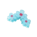Cute Korean style translucent blue flower hair claw clip with pink center for women - V Style - Blue