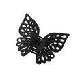 Matte black hollow butterfly hair claw clip with double-layer design for women - Black