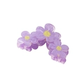 Translucent purple floral hair claw clip with yellow flower core for girls - Bulk Packaging / V Style - Purple