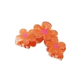 Cute Korean style orange flower hair claw clip with translucent resin texture - Bulk Packaging / V Style - Caramel