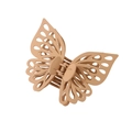 Matte finish large butterfly hair claw clip in soft beige peach color variant - Bulk Packaging / Khaki