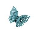 Matte mint green double-layered hollow butterfly hair claw clip for elegant hairstyling - Teal