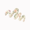 Pince à cheveux ondulée de style coréen beige avec des motifs floraux roses élégants - Feuille Verte Fleur Rose (Style D)