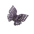Matte purple hollow double-layered butterfly hair claw clip with elegant shark clip design - Dark Purple