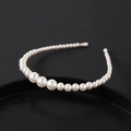 Elegant off-white gradient pearl hair hoop with large central pearls on black base - Gradient Pearl Design (#6)